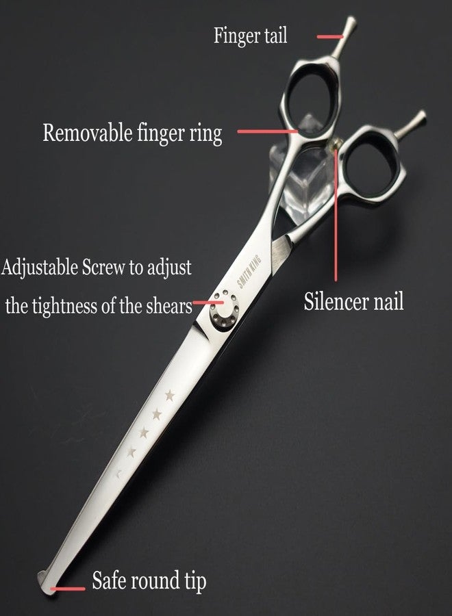 Smithking 7 inches Safe Dog Grooming Scissors Set with Round Tip,Straight & Thinning & Curved Shears Set with comb for Dog & Cat Grooming human hair cutting (Black 4 in 1 with comb) - Image 2